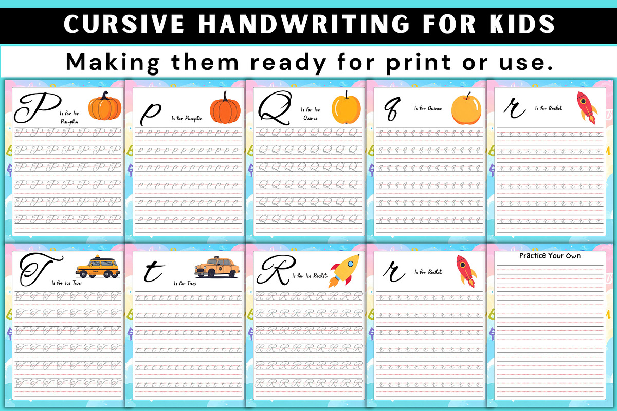 Cursive Handwriting for Kids, a Print Template by Designmela01 (Photo 4 of 7)