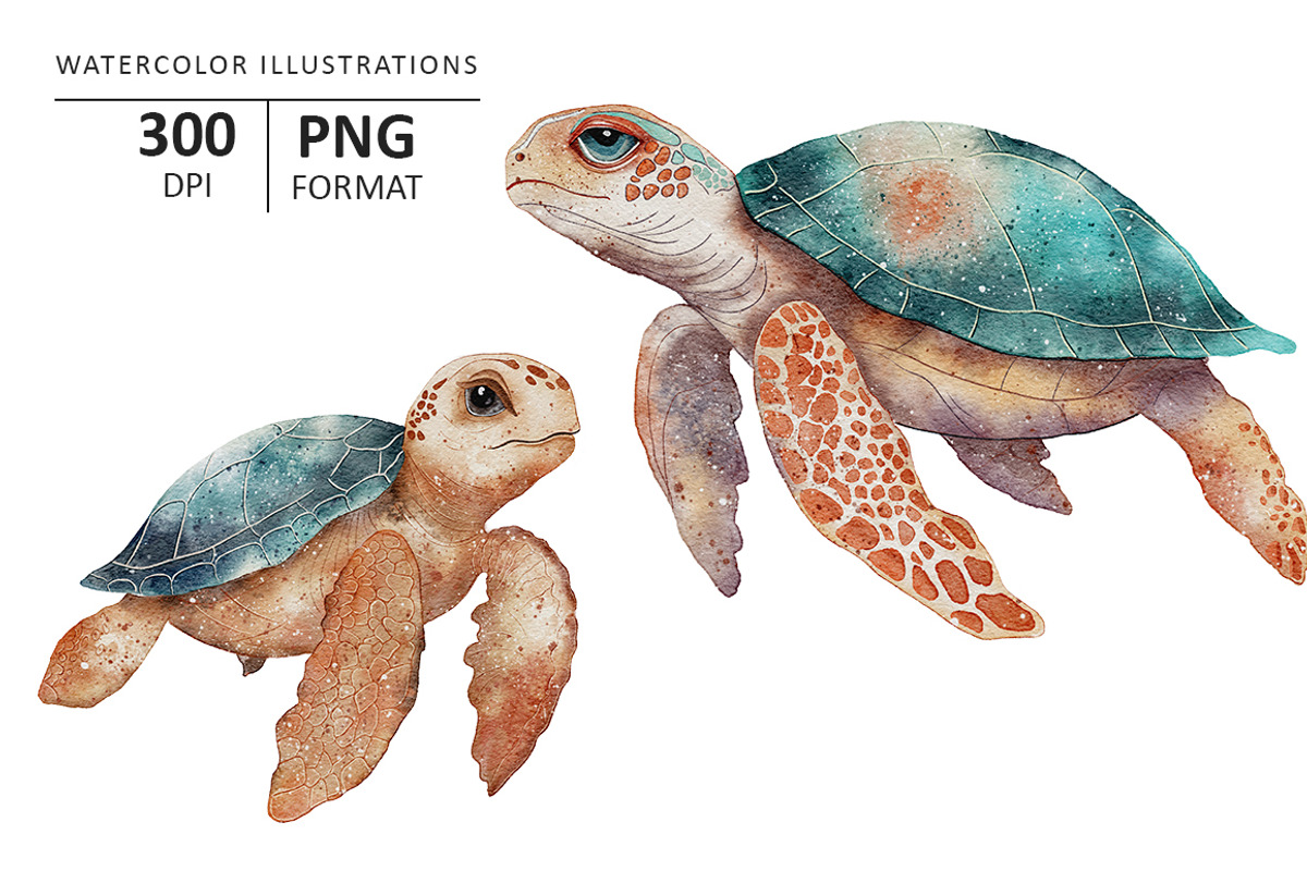 Sea Turtles watercolor illustration, an Animal Illustration by Evgeniia (Photo 2 of 3)