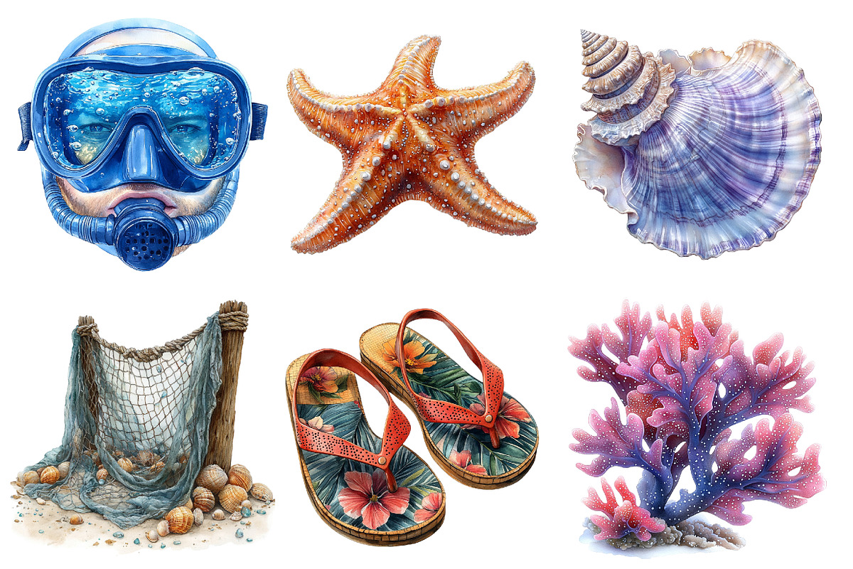 Coastal Summer Sublimation Clipart, an Illustration by SinaCreation (Photo 3 of 5)
