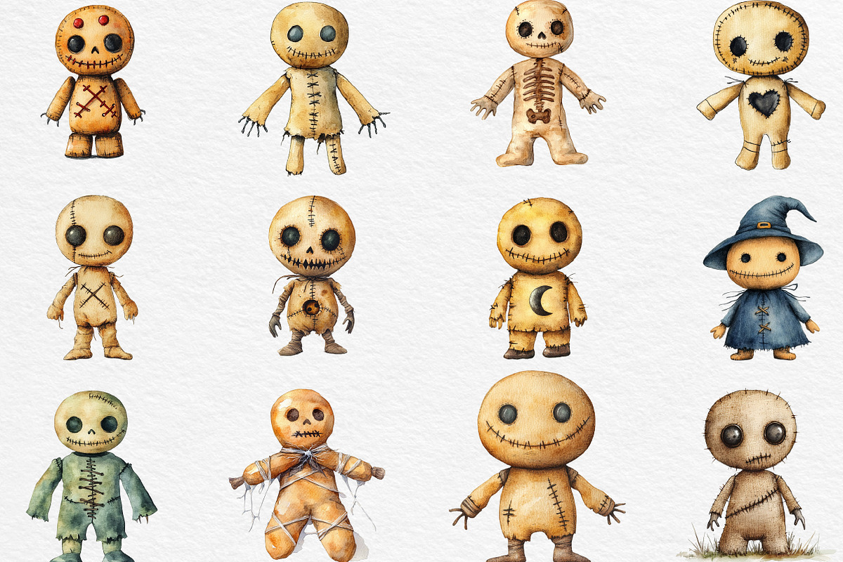 Watercolor Halloween Voodoo Doll, an Illustration by Black Bird Studio (Photo 5 of 6)