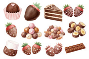 Watercolor Chocolate Dessert Clipart, a Food Illustration by Stellalunarts (Thumbnail 4 of 14)