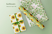 Sunflowers, set of watercolor, a Decorative Illustration by EshaStudio (Thumbnail 8 of 9)