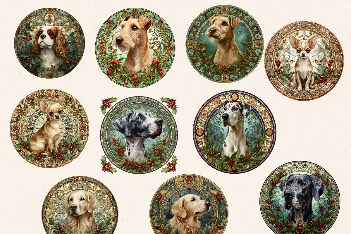 DOG ORNAMENTS CLIPART, an Animal Illustration by Daring Digies (Photo 3 of 9)