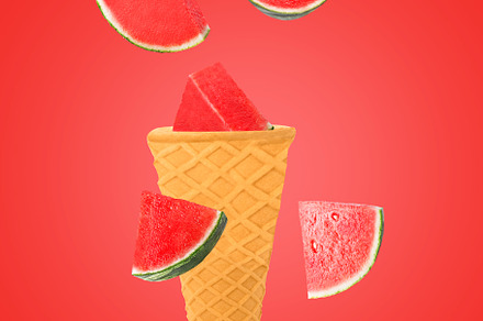 Ice cream cones with ingredients fal stock photo containing watermelon and, a Food & Drink Photo by Rodica Ciorba