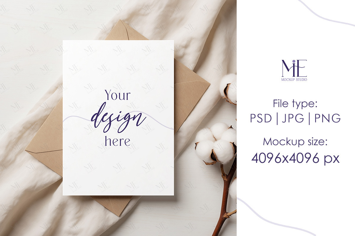 Boho 5x7 Greeting Card Invite Mockup, an Advertising Mockup by Mie Mockup Studio (Photo 2 of 7)