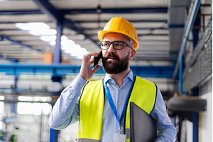 Warehouse manager with safety helmet, a Person Photo by HalfPoint