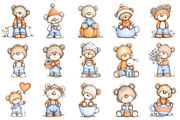 Whimsical Cute Teddy Bear Clipart, an Illustration by Pixels.Craft (Thumbnail 5 of 6)