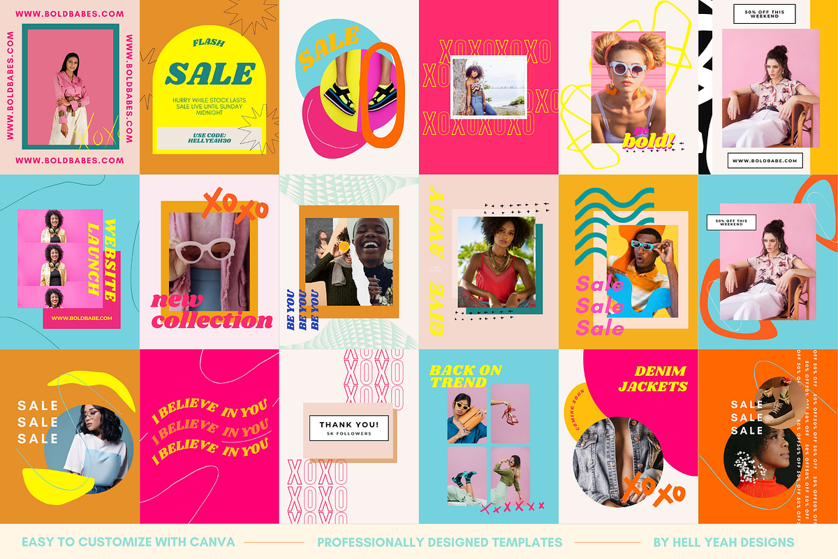 Bold Instagram Templates Canva, a Social Media Template by Hell Yeah ...
