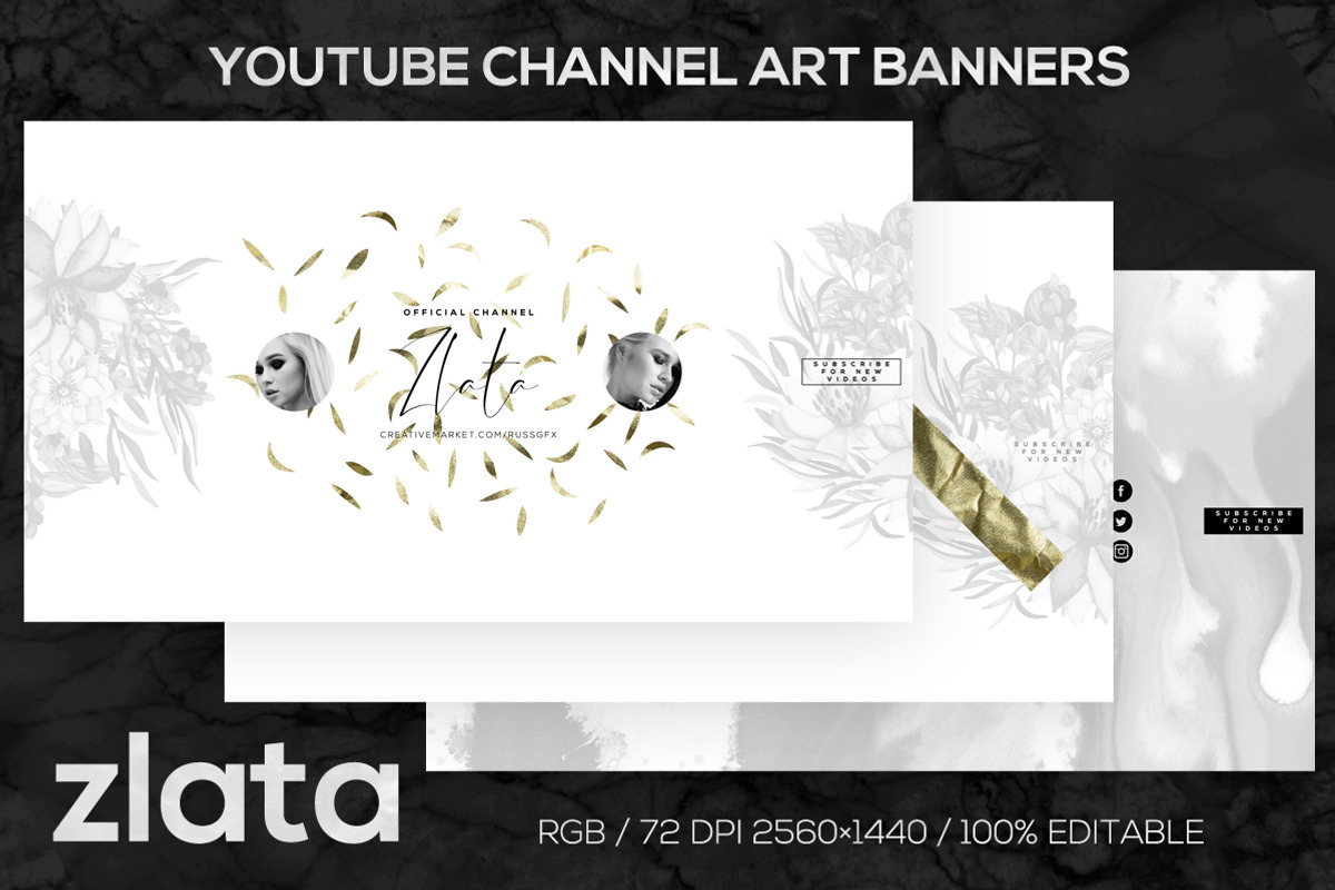 ZLATA Youtube Channel Art Banners, a Social Media Template by RussGFX (Photo 1 of 4)