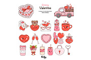 Groovy Valentines Day Clipart, a Decorative Illustration by KisbyArt (Thumbnail 2 of 6)