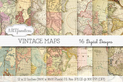 VINTAGE MAPS Digital Paper Designs, an Illustration by Artfanaticus (Thumbnail 1 of 4)
