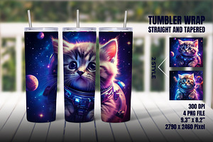 Cat Astronaut Tumbler Wrap, an Object Graphic by Mockmenot