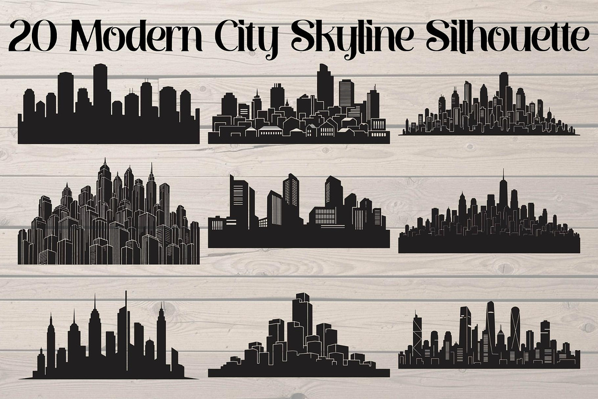 Modern City Skyline Silhouette, an Object Graphic by Creativeshirt (Photo 1 of 20)