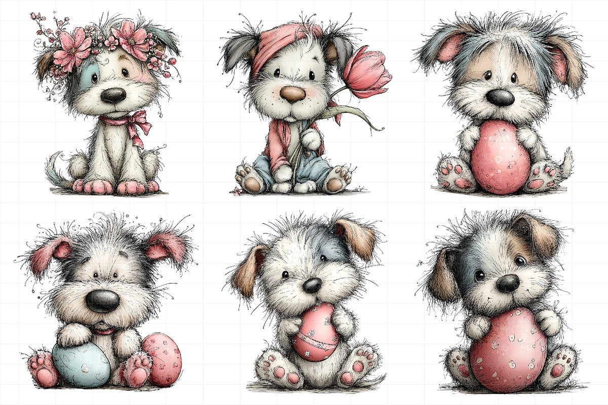 Whimsical Easter Dogs Clipart, an Illustration by Daily.Designs (Photo 4 of 8)