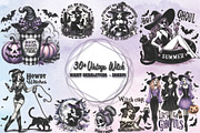 30 file Vintage Halloween Witch, an Object Graphic by Little Mango (Thumbnail 1 of 4)