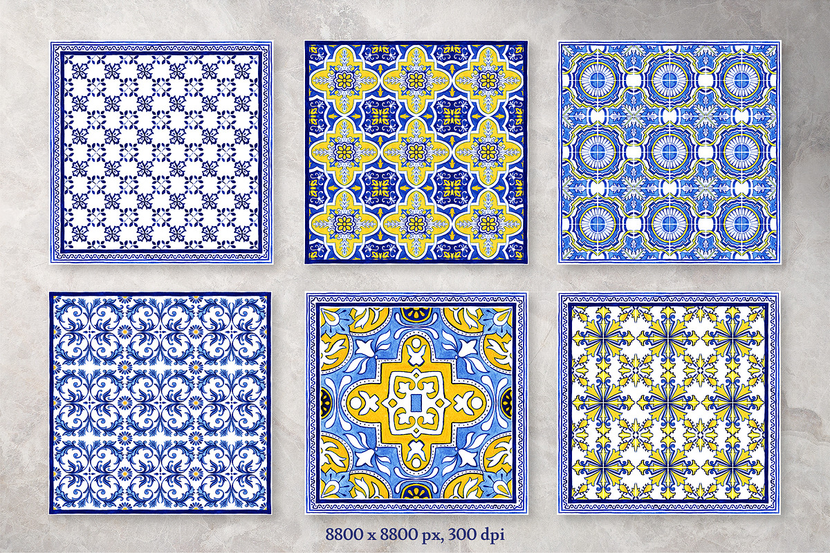 Portuguese Azulejos. Bandanas Set 1, a Decorative Illustration by ilonitta (Photo 7 of 9)