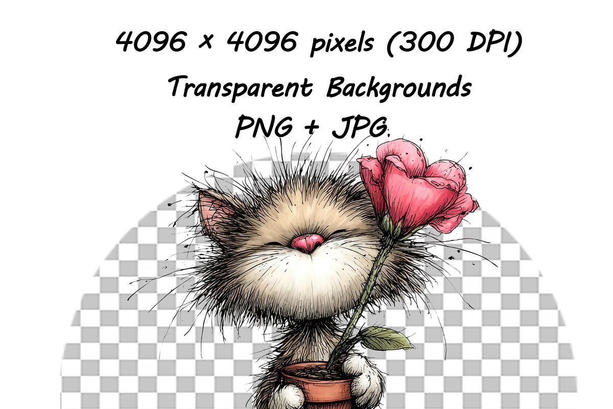 Whimsical Cat Valentine Clipart Set, an Animal Illustration by one-touch (Photo 15 of 19)