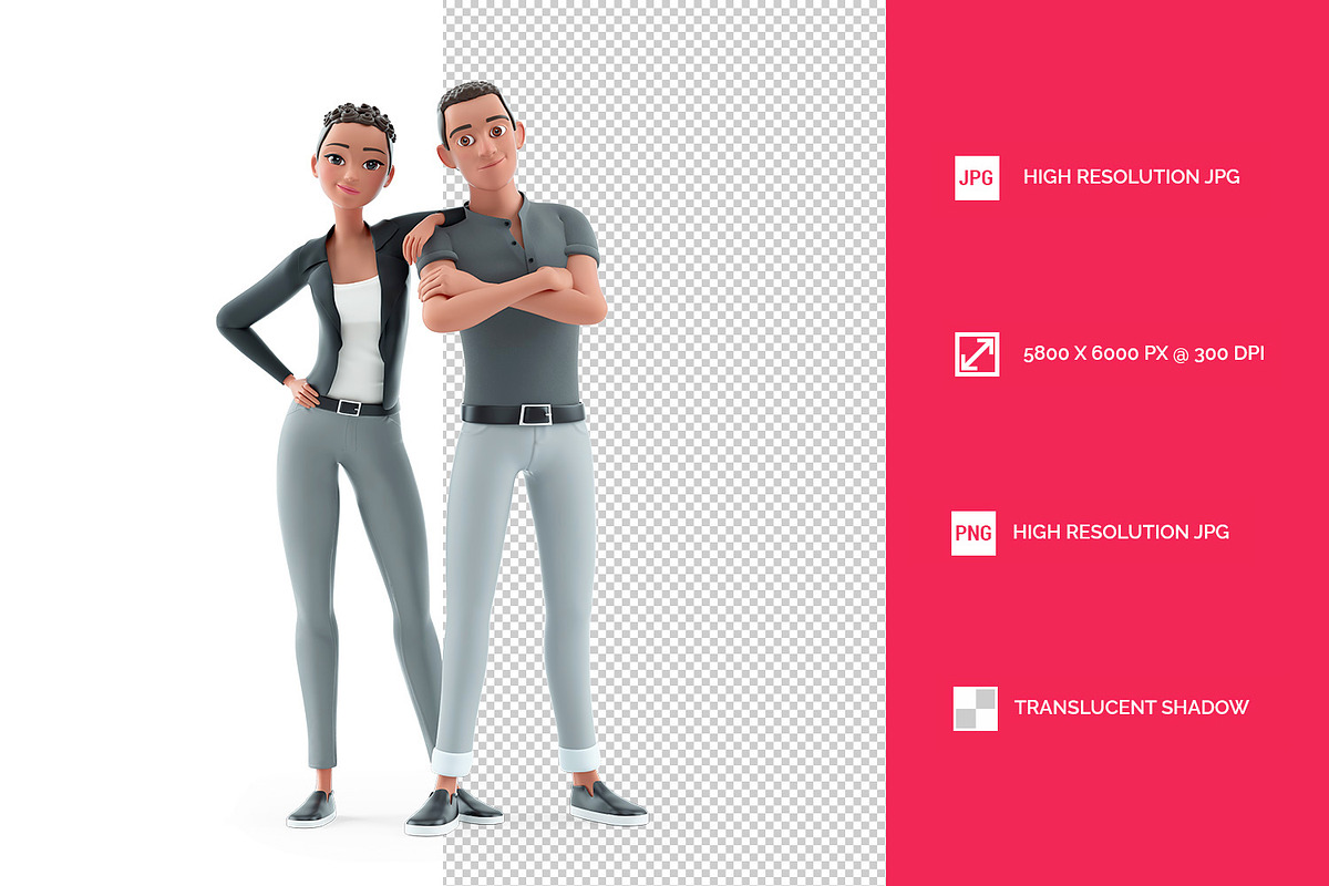 3D Character Woman Leaning on Man Sh, a Person Illustration by 3DMask