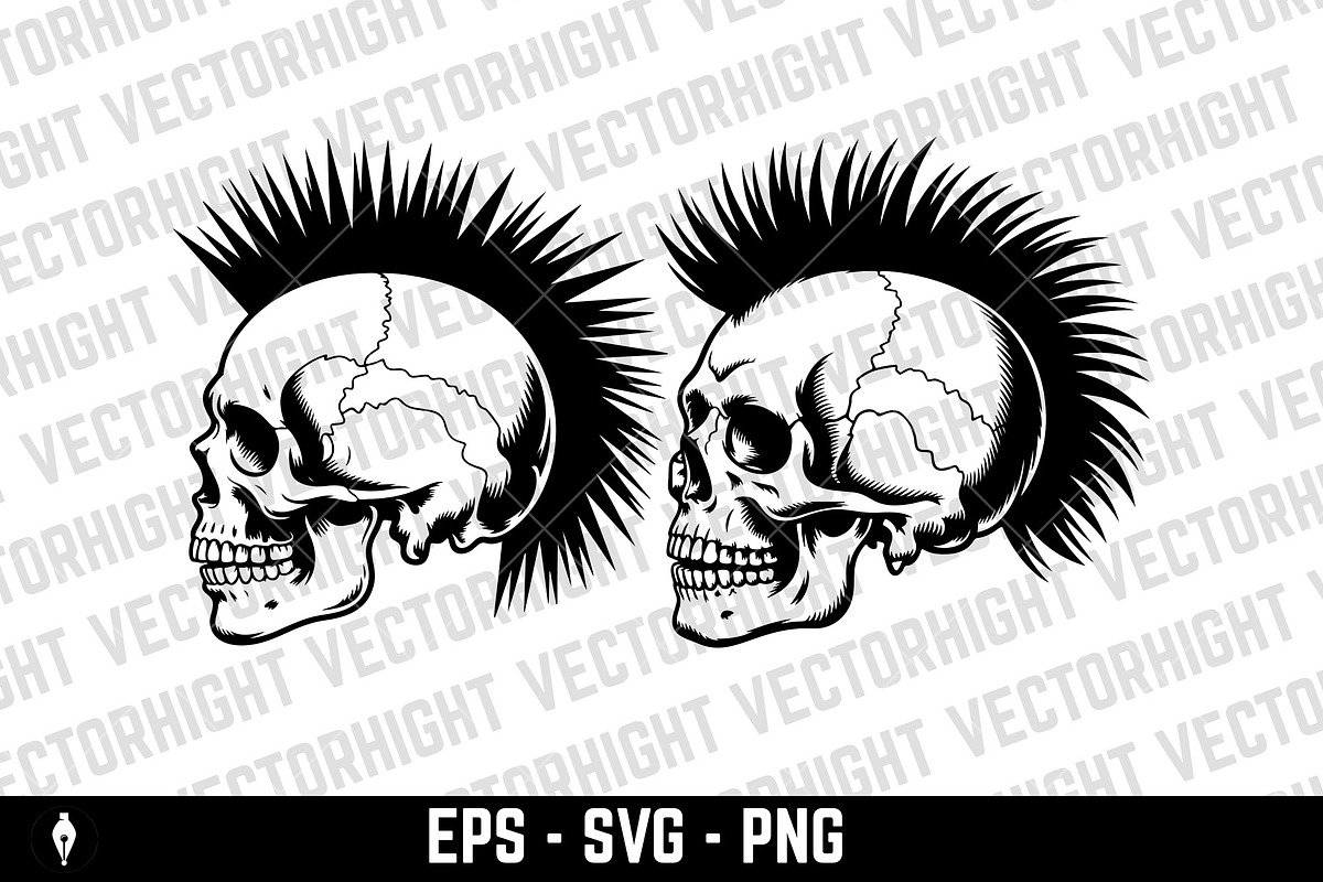 Skull with a sharp mohawk, a Person Illustration by Vectorhight (Photo 3 of 5)