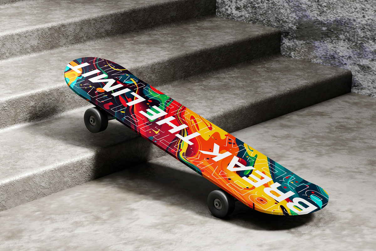 Skateboard Mockup, a Product Mockup by SLAB! Design (Photo 7 of 7)