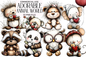 Adorable Animal World Clipart, an Illustration by Daily.Designs
