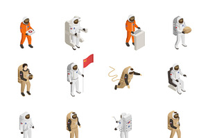 Astronauts Explorers Isometric Icons