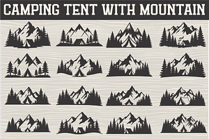 silhouette camping tent mountain, an Illustration by Amazin_art