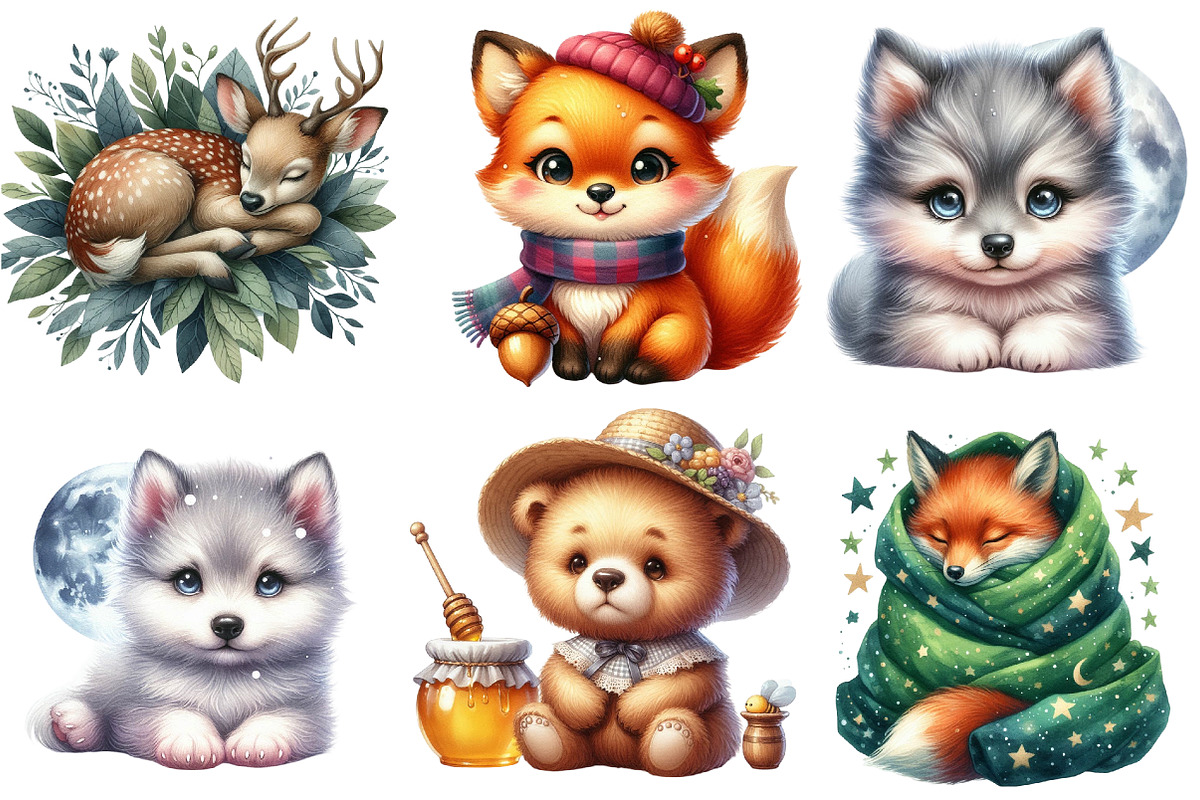 Sweet Forest Friends, Baby Animals, an Illustration by Watercolor design (Photo 4 of 4)