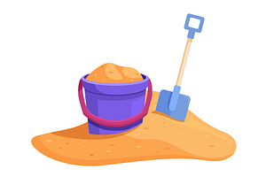 Beach bucket. Children play with, an Illustration by Valerie Bodnar
