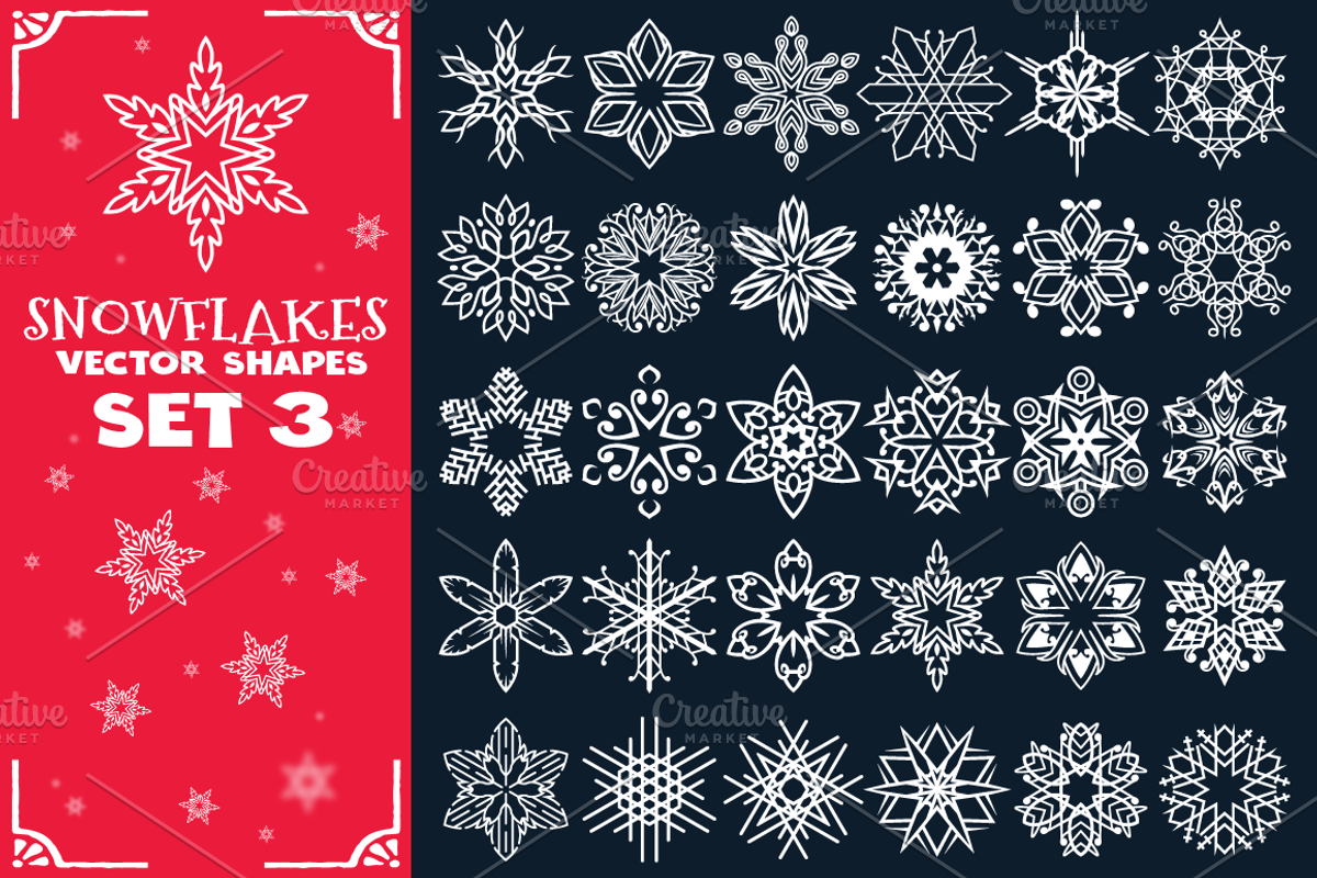 Decorative Snowflakes Shapes Set 3, a Decorative Illustration by pixaroma