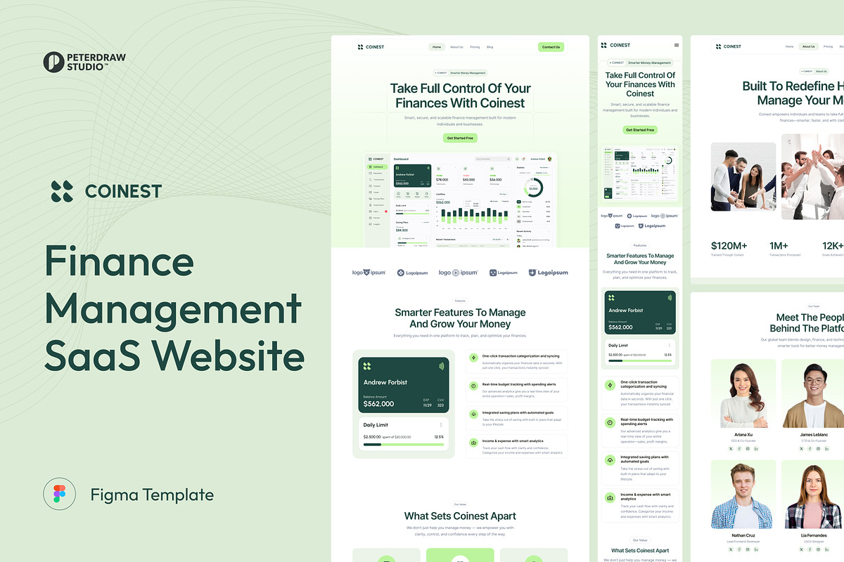 Finance Management SaaS Website, an UI Kit Template by peterdraw (Photo 1 of 7)