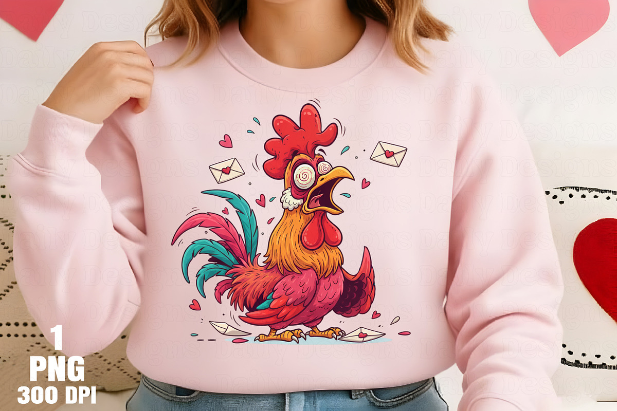 Crazy Valentine Rooster PNG, an Illustration by Daily.Designs (Photo 3 of 5)