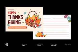 Minimal Thanksgiving Greeting Card, a Card Template by Neermana