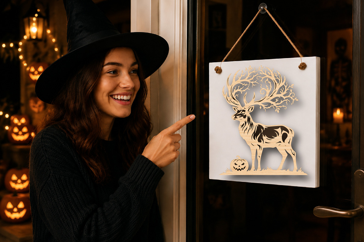 Halloween Deer Laser Cut File, a Work Illustration by Digital Artistic99 (Photo 3 of 4)