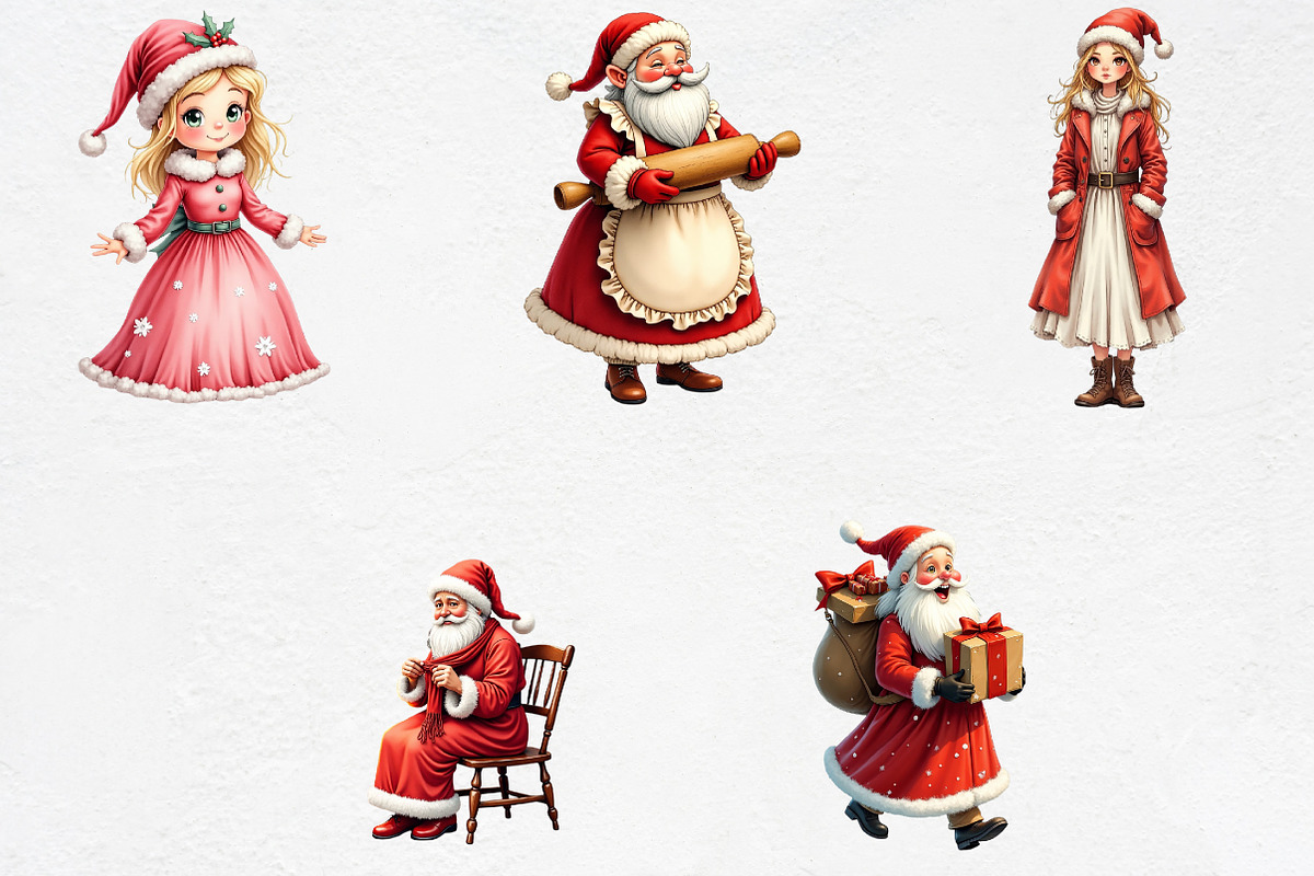 Adorable Watercolor Christmas Mrs. C, an Illustration by CrexoraLab (Photo 3 of 5)