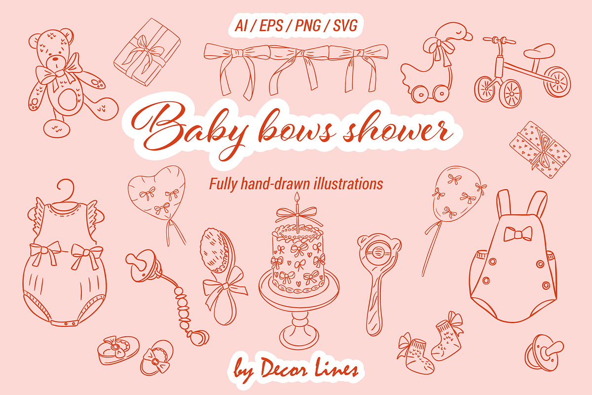 Baby Bows Shower, a Decorative Illustration by Decor Lines (Photo 1 of 16)