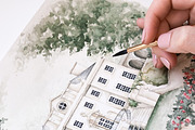 Swan House Atlanta - Watercolor, a Decorative Illustration by Blushed Design by Katrina (Thumbnail 2 of 3)