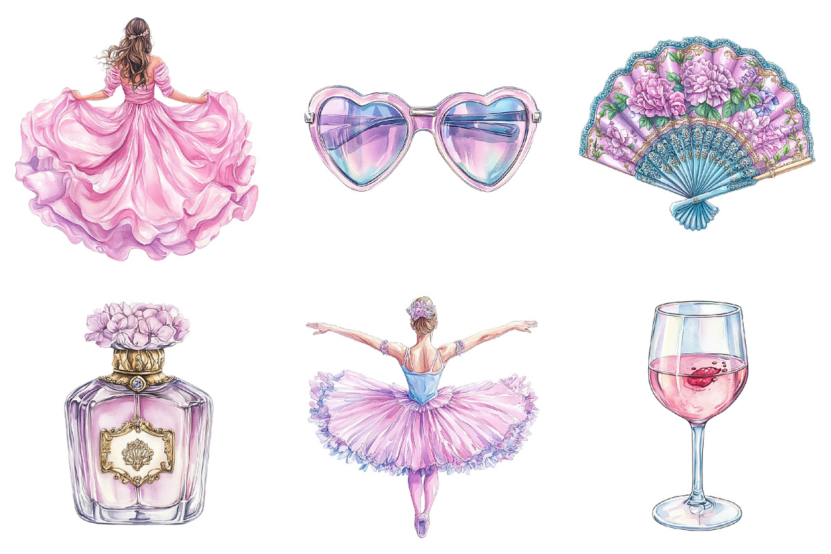 Ooh La La Paris Watercolor Clipart, an Illustration by SinaCreation (Photo 4 of 5)
