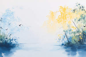 Tranquil Morning Landscape Painting, an Abstract Photo by Hamza067