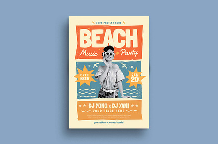 Beach Music Party Flyer, a Flyer Template by megarez