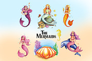 The Mermaids Clipart Images, a Graphic by Whimseez (Thumbnail 3 of 4)