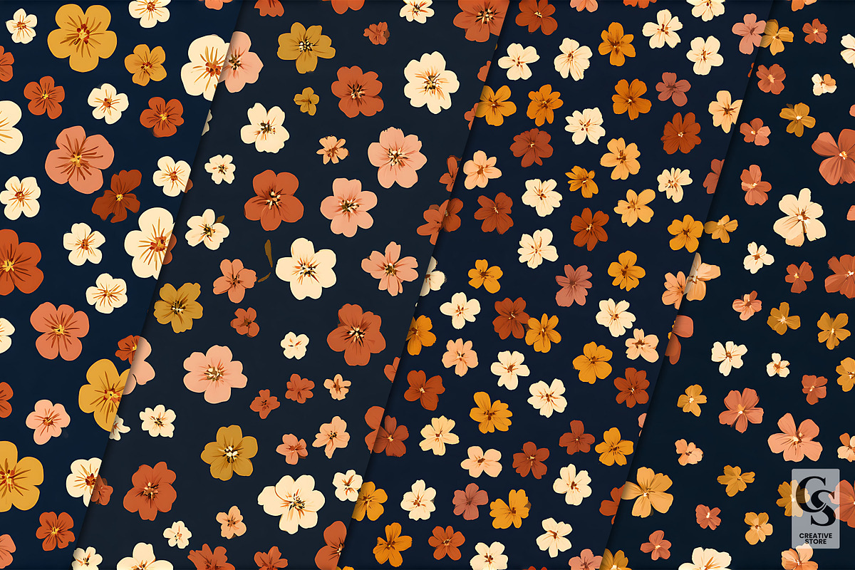Fall Dark Ditsy Florals Pattern, a Pattern Graphic by Creative Store (Photo 2 of 5)