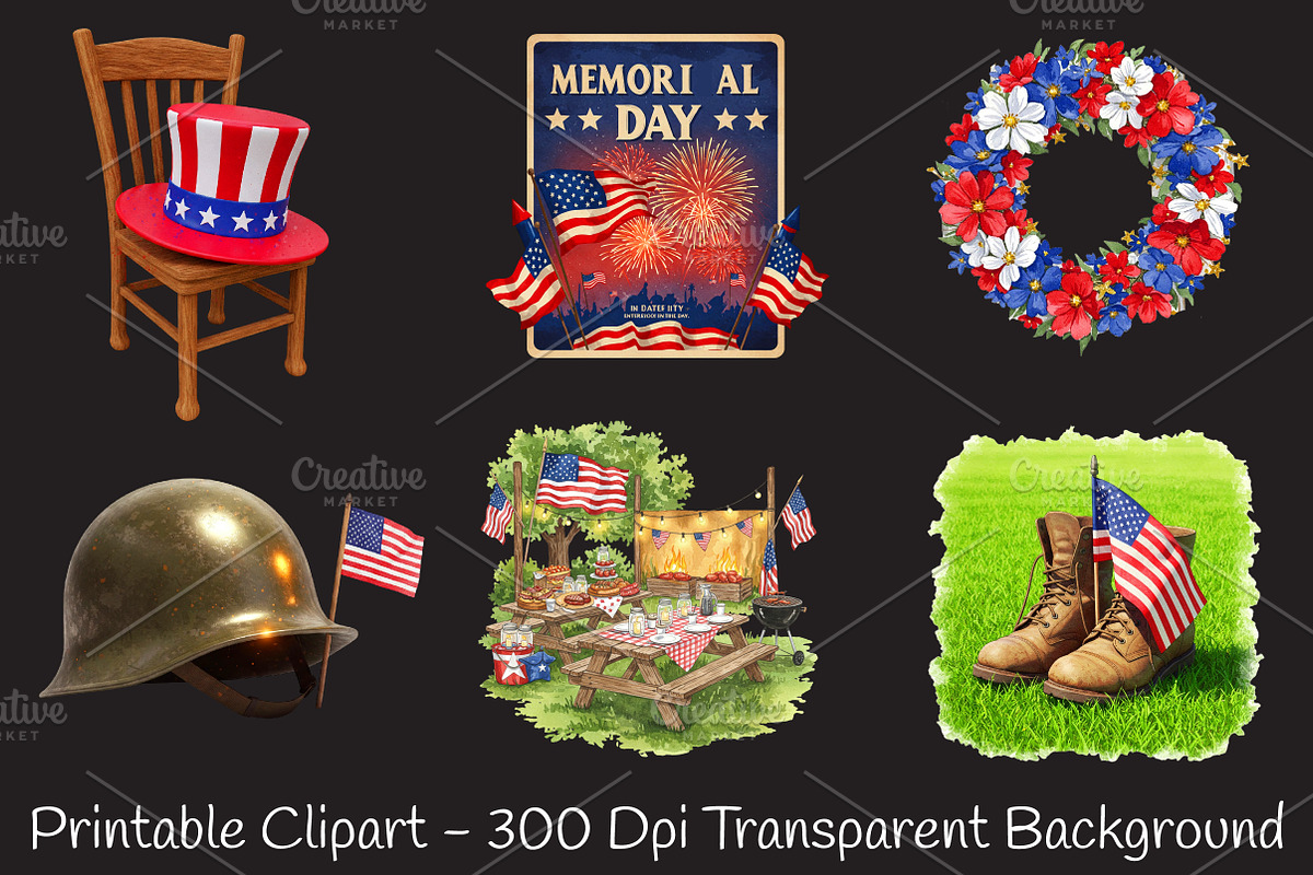 Memorial Day Sublimation Clipart, an Illustration by RobertsArt (Photo 5 of 7)