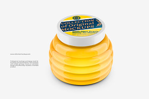 Clear Glass Acacia Honey Jar Mockup, a Packaging Mockup by Reformer Mockup