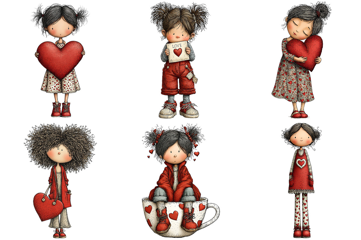 Quirky Valentine Girl Clipart, an Illustration by Craft Nest (Photo 9 of 10)