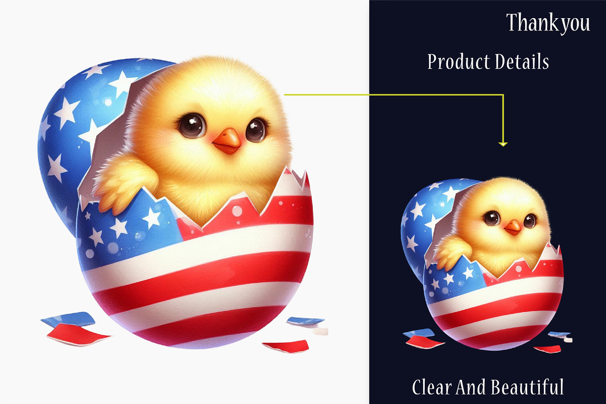 Patriotic USA Baby Chicken Clipart, a Graphic by designcity5 (Photo 5 of 5)