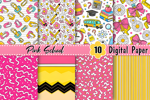 Pink School Digital Paper, a Pattern Graphic by Coco Bloom