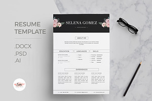 Floral CV Design, a Resume Template by Emaholic Template