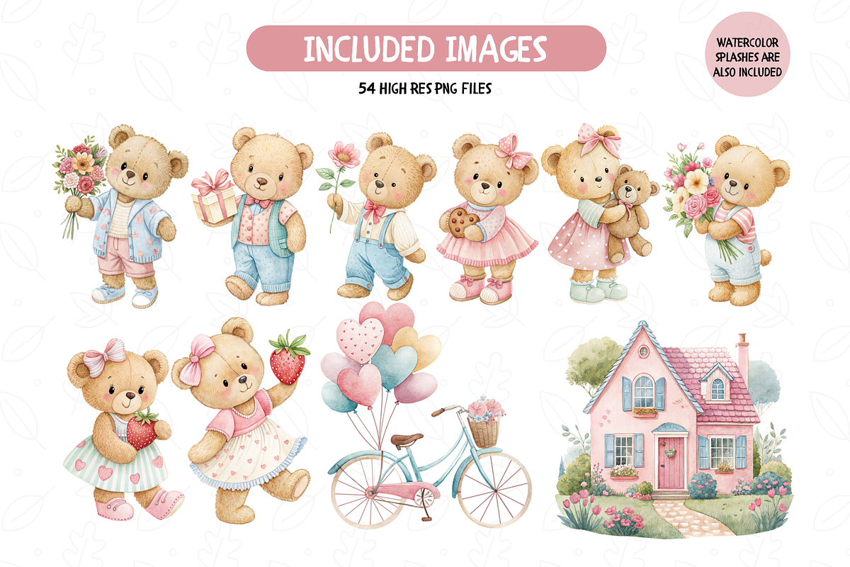 Pastel Teddy Bears Clipart Bundle, an Illustration by TatiMockup (Photo 3 of 6)