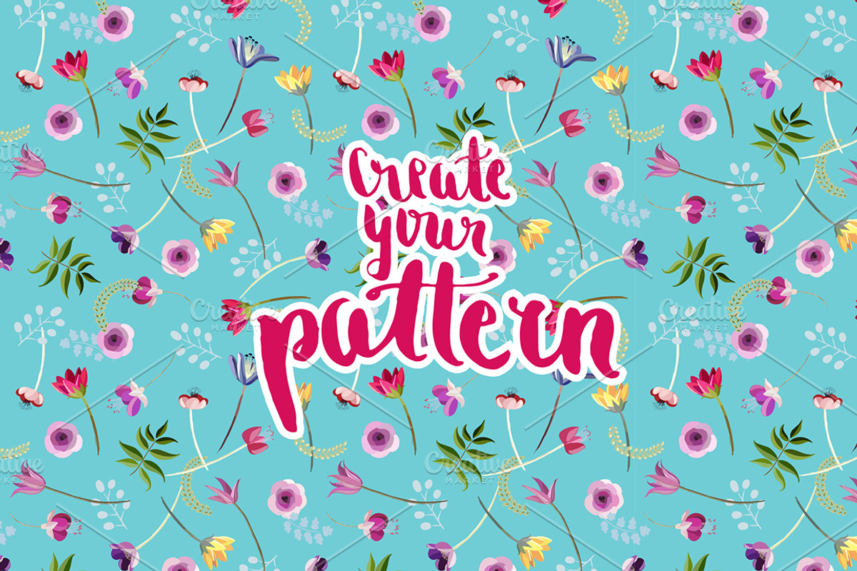 Flowers & Leaves Vector Set, a Decorative Illustration by Moo Graphics (Photo 5 of 6)